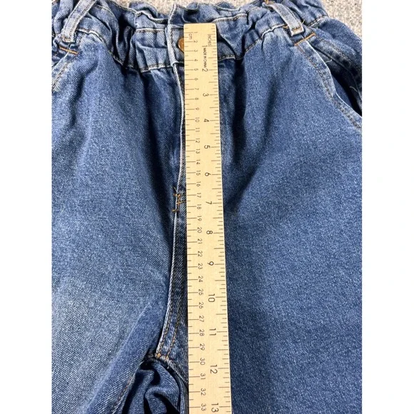 ZARA Womens Denim Jeans Paperbag Waist Cropped Raw Hem Med Wash Size 0 - Picture 4 of 9